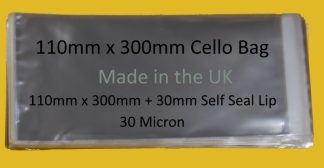 110mm X 300mm Cello Bag