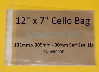 12 x 7 Cello Bags - 185mmx305mm