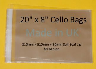 20 x 8 Cello Bags - 210 x 510mm