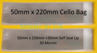 50mm x 220mm Cello Bags