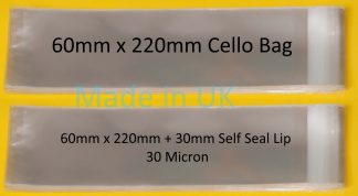 60mm x 220mm Cello Bags